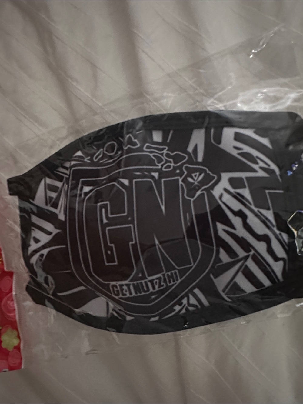 Get Nutz Hawaii Black & White Graphic Face Mask with 'GN' Logo
